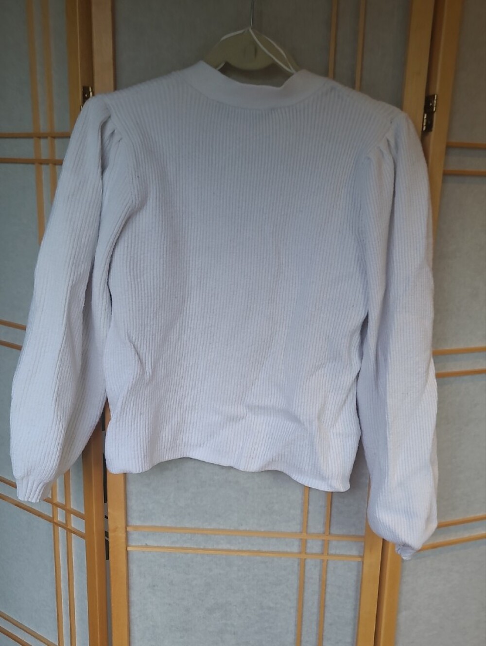 ZARA Cream Ribbed V-Neck Button Front Cardigan - Picture 4 of 5